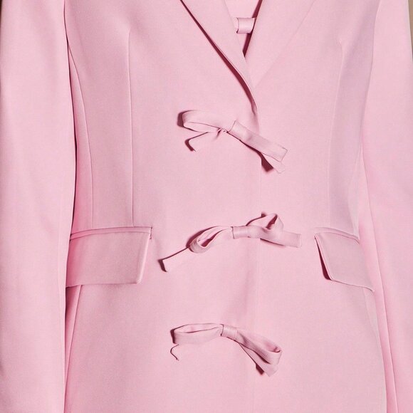 Pink Elegant Women's Lapel Collar Minimalist Blazer - Picture 6 of 9